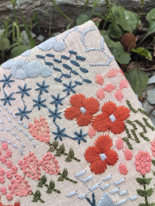 Kohara Ryu Floral Collection Japanese-Style Embroidered Linen Journal