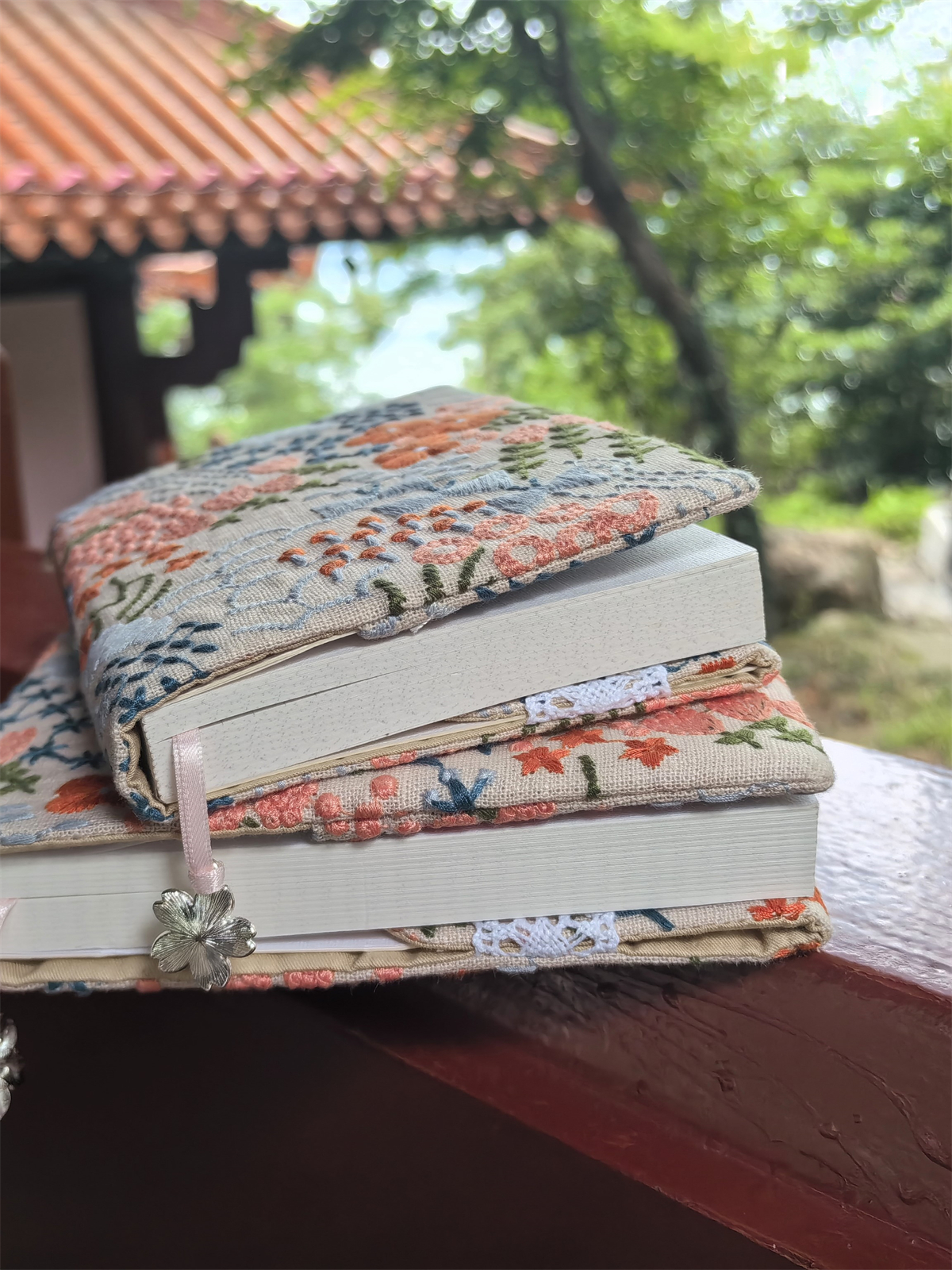 Kohara Ryu Floral Collection Japanese-Style Embroidered Linen Journal