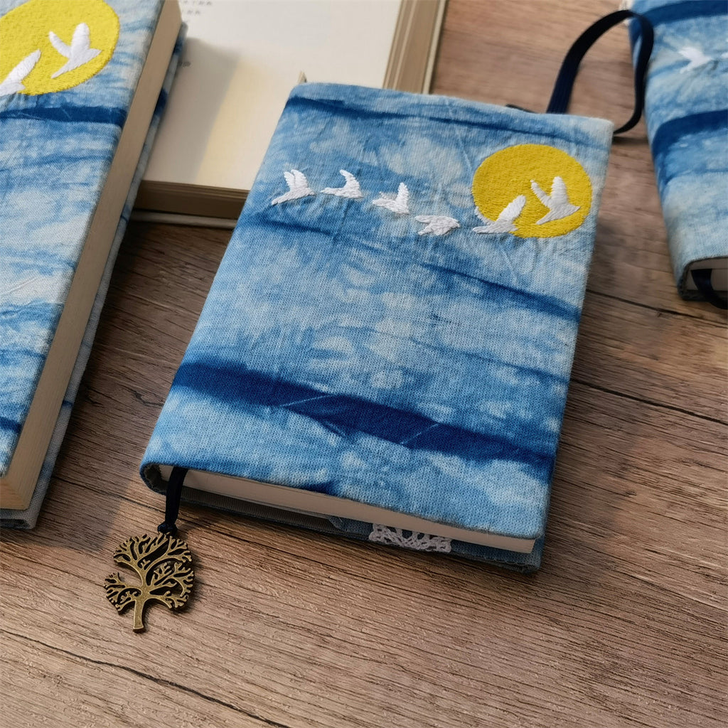 The "Ocean Breeze" Indigo Journal | Hand-Dyed Artisan Planner with Seagull Embroidery (A5/A6)