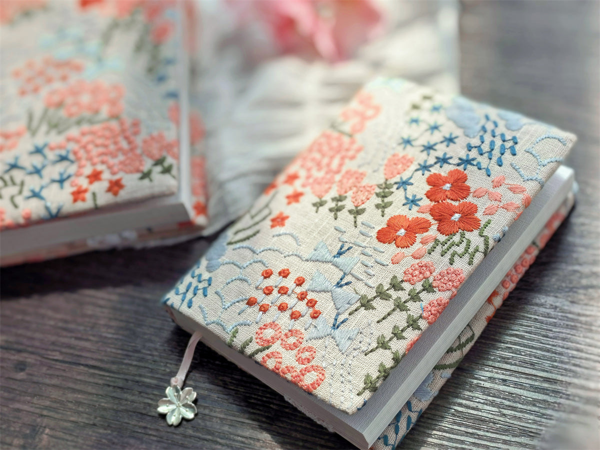 Kohara Ryu Floral Collection Japanese-Style Embroidered Linen Journal