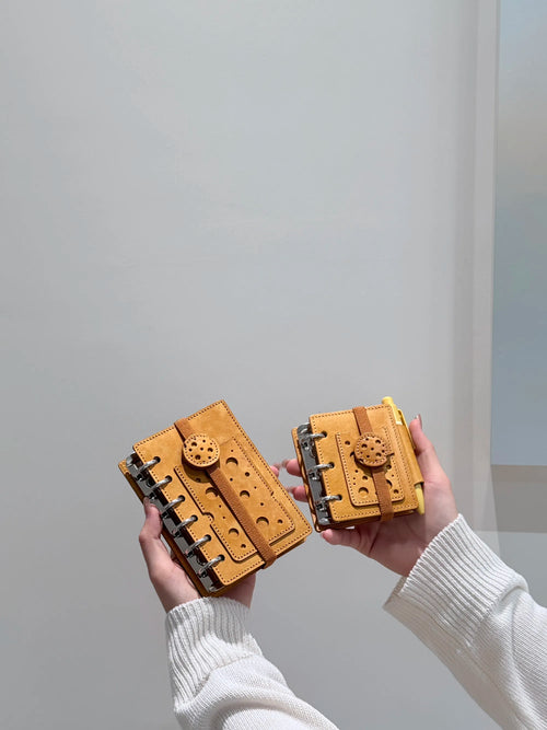 Cheese Notebook ~ Vegetable-tanned cowhide top layer genuine leather handcrafted loose-leaf creative notebook