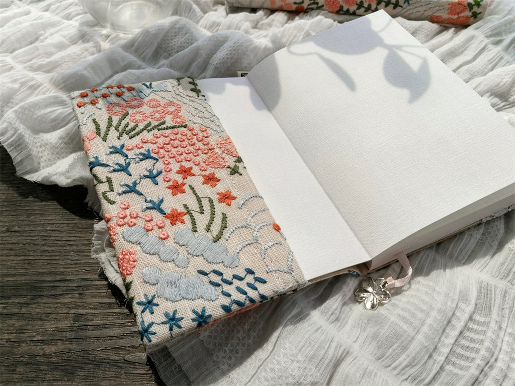 The "Floral Poetry" Embroidered Linen Journal | Japanese Style Refillable Planner (A5/A6)