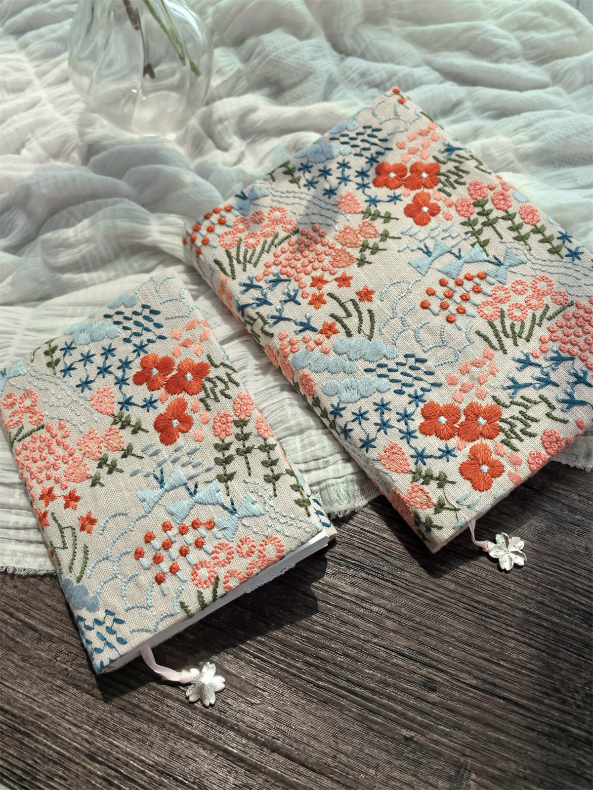 Kohara Ryu Floral Collection Japanese-Style Embroidered Linen Journal