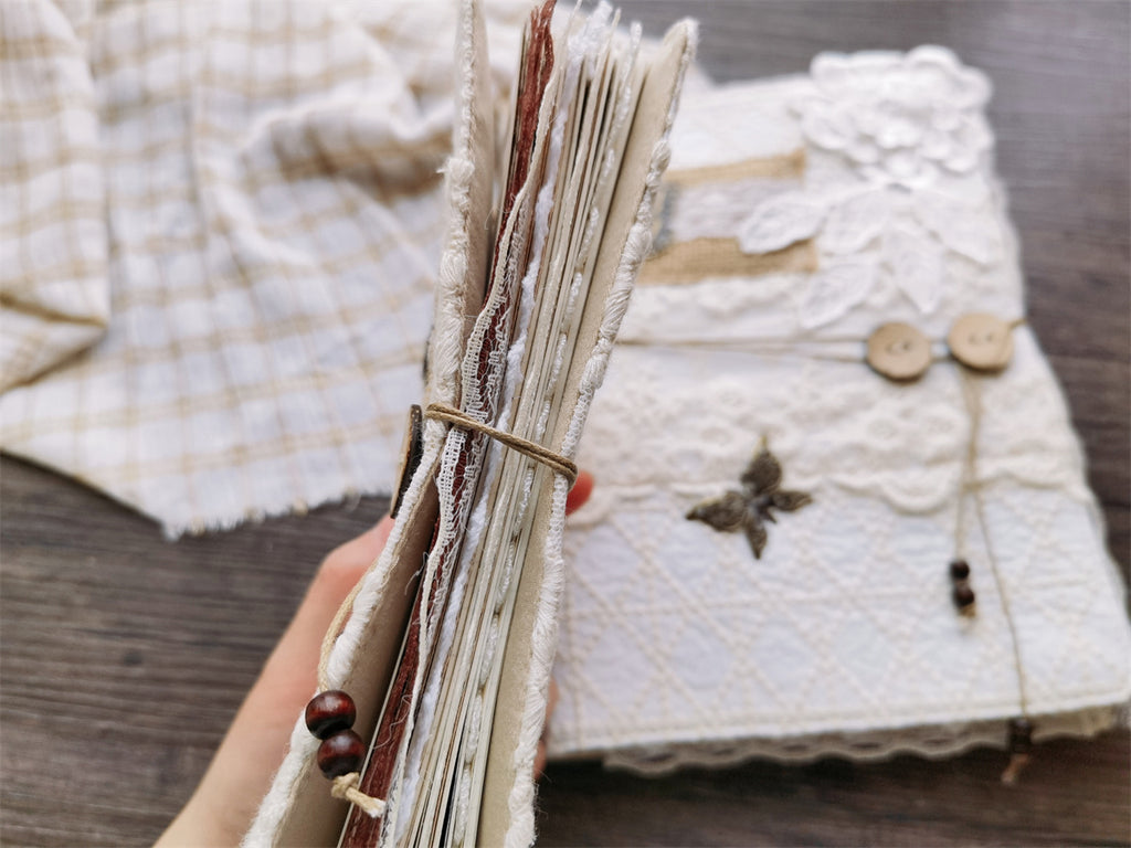 The "Vintage Postal" Journal | Handcrafted Lace & Metal Butterfly Loose-Leaf Planner (A5/A6)