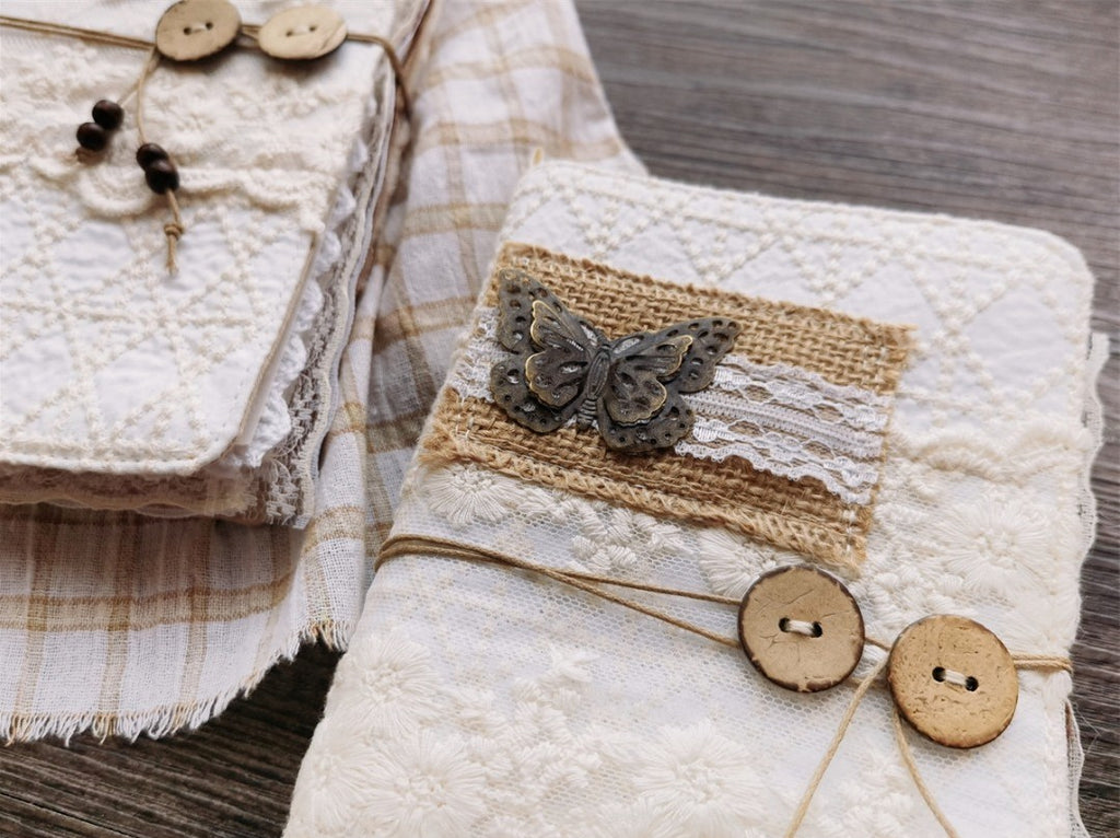 The "Vintage Postal" Journal | Handcrafted Lace & Metal Butterfly Loose-Leaf Planner (A5/A6)