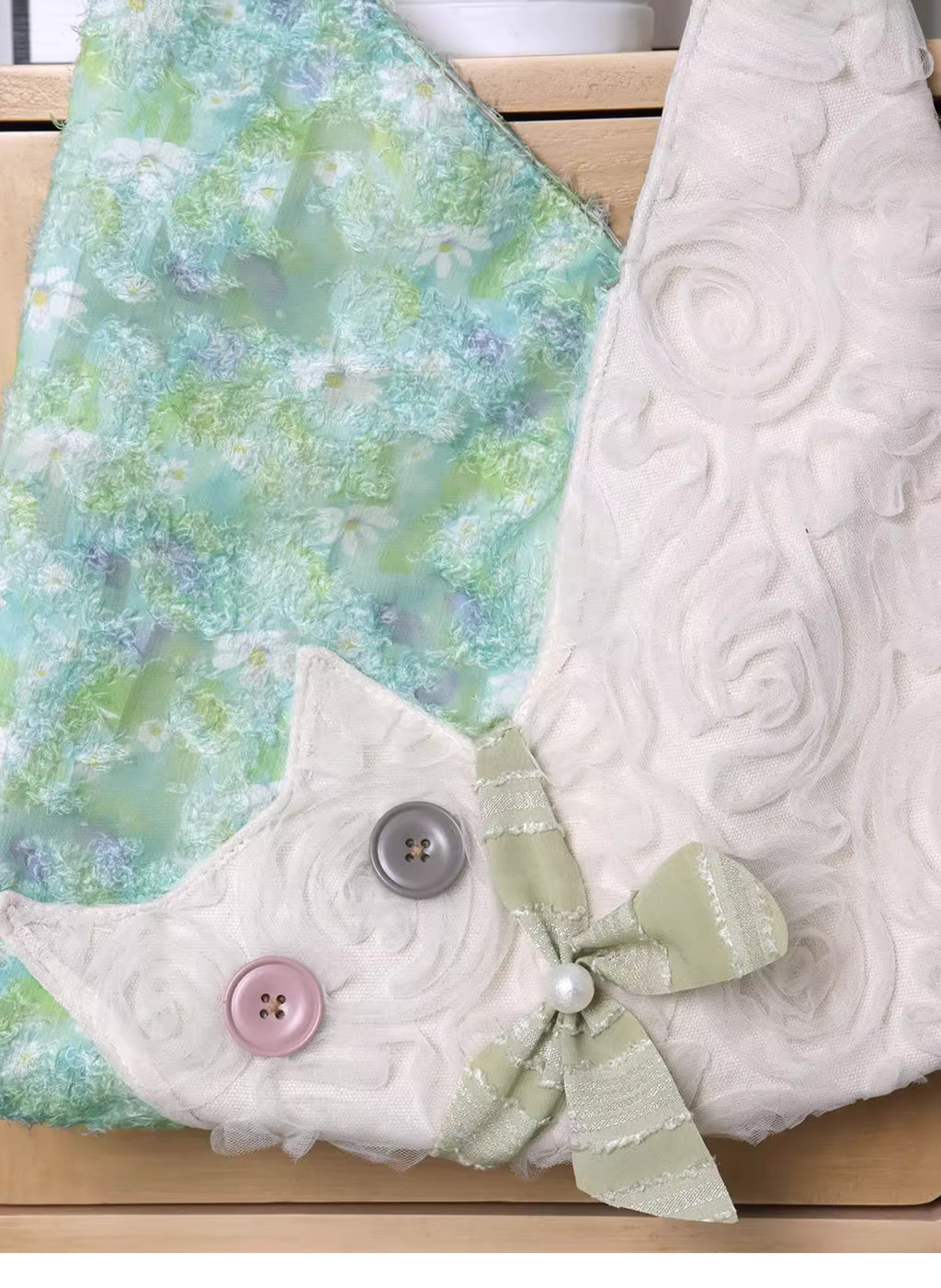 Cute chiffon cat underarm bag green Daisy crossbody bag