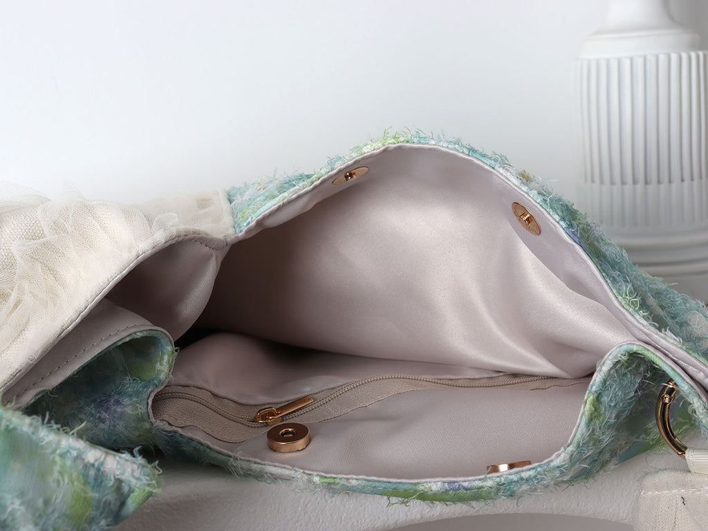 Cute chiffon cat underarm bag green Daisy crossbody bag