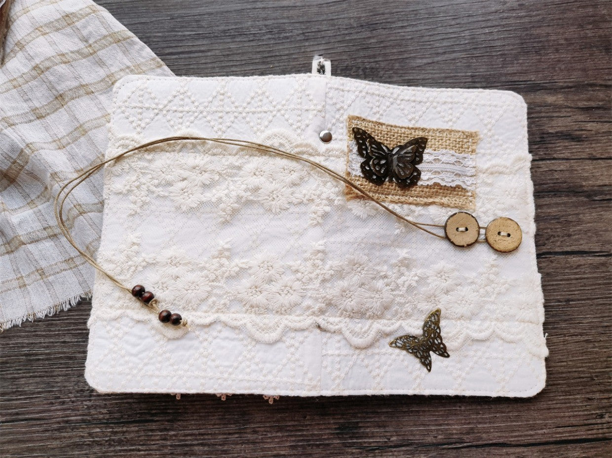 The "Vintage Postal" Journal | Handcrafted Lace & Metal Butterfly Loose-Leaf Planner (A5/A6)