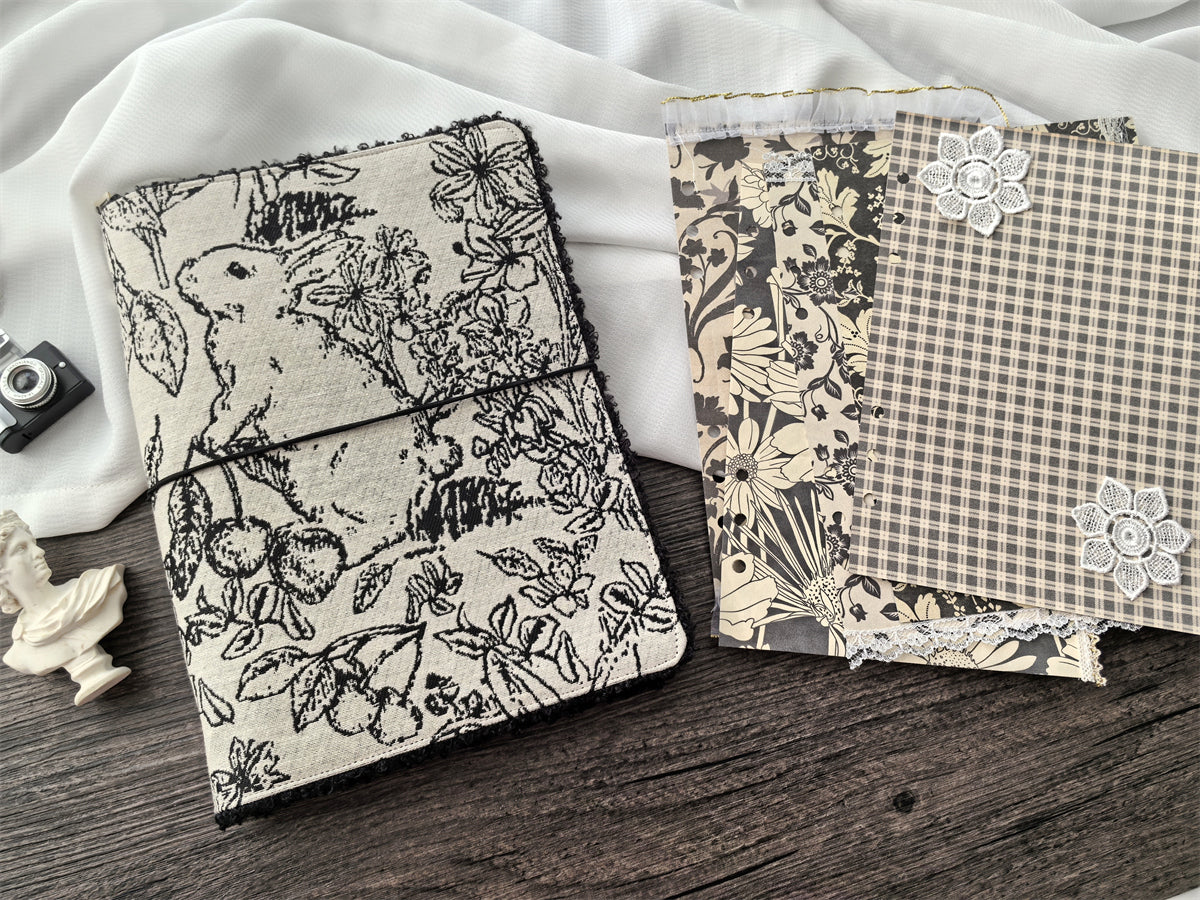 The "Line-Art Rabbit" Journal | Vintage Loose-Leaf Planner (A5/A6)