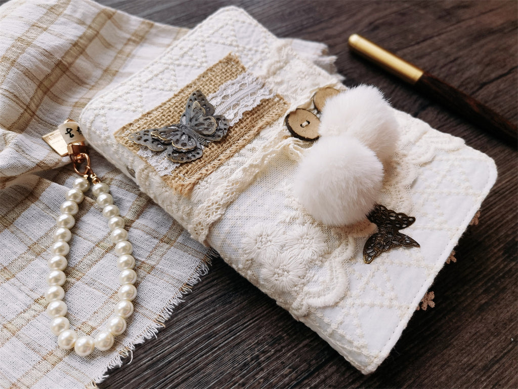 The "Vintage Postal" Journal | Handcrafted Lace & Metal Butterfly Loose-Leaf Planner (A5/A6)