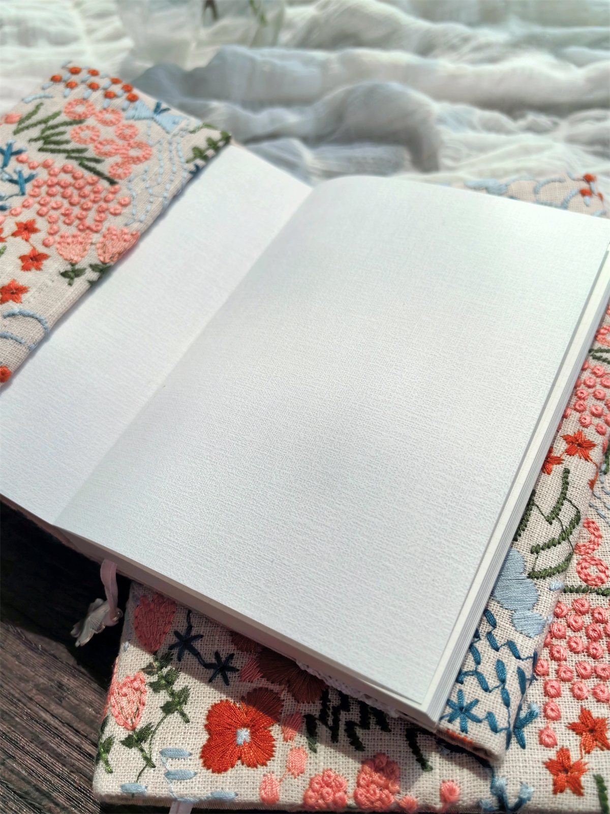 The "Floral Poetry" Embroidered Linen Journal | Japanese Style Refillable Planner (A5/A6)