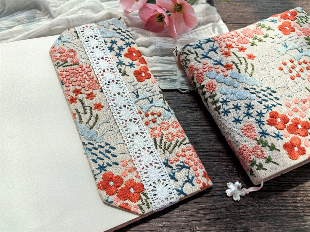 Kohara Ryu Floral Collection Japanese-Style Embroidered Linen Journal