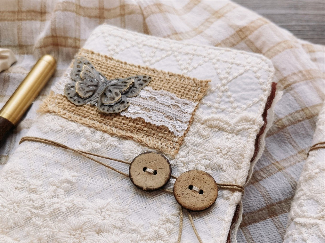 The "Vintage Postal" Journal | Handcrafted Lace & Metal Butterfly Loose-Leaf Planner (A5/A6)