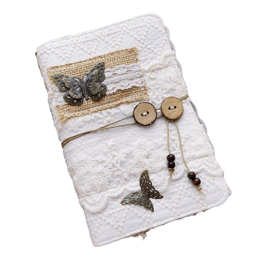The original retro loose-leaf butterfly A6A5 handbook, fabric, Japanese-style lace handbook cover, card book storage