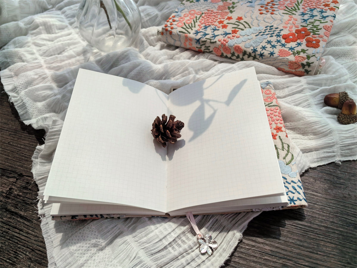 Kohara Ryu Floral Collection Japanese-Style Embroidered Linen Journal
