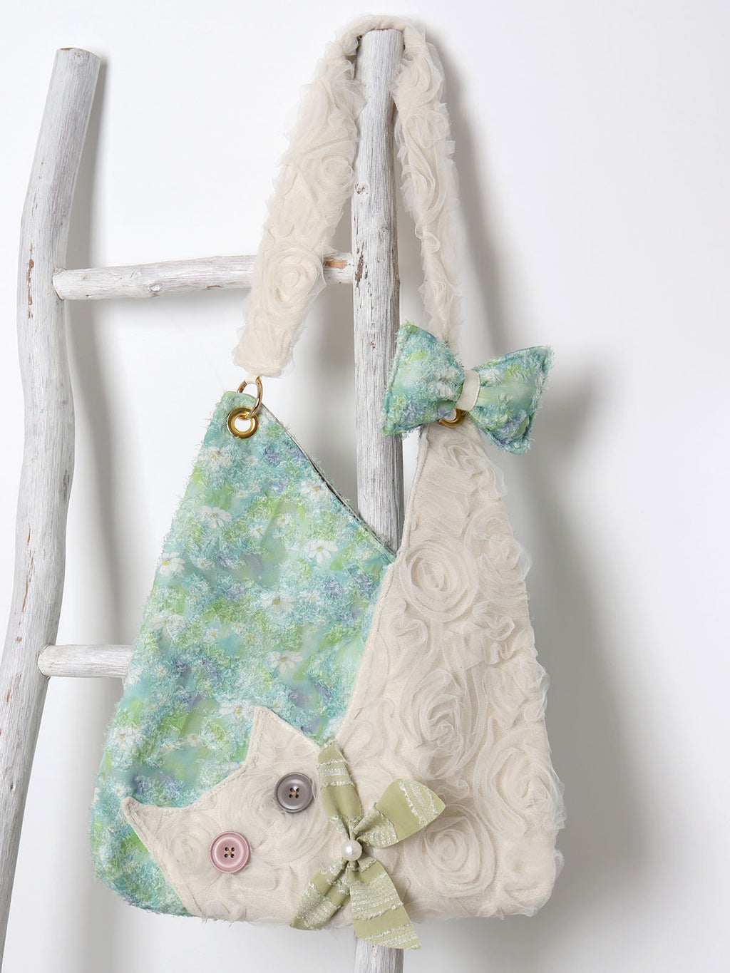 Cute chiffon cat underarm bag green Daisy crossbody bag