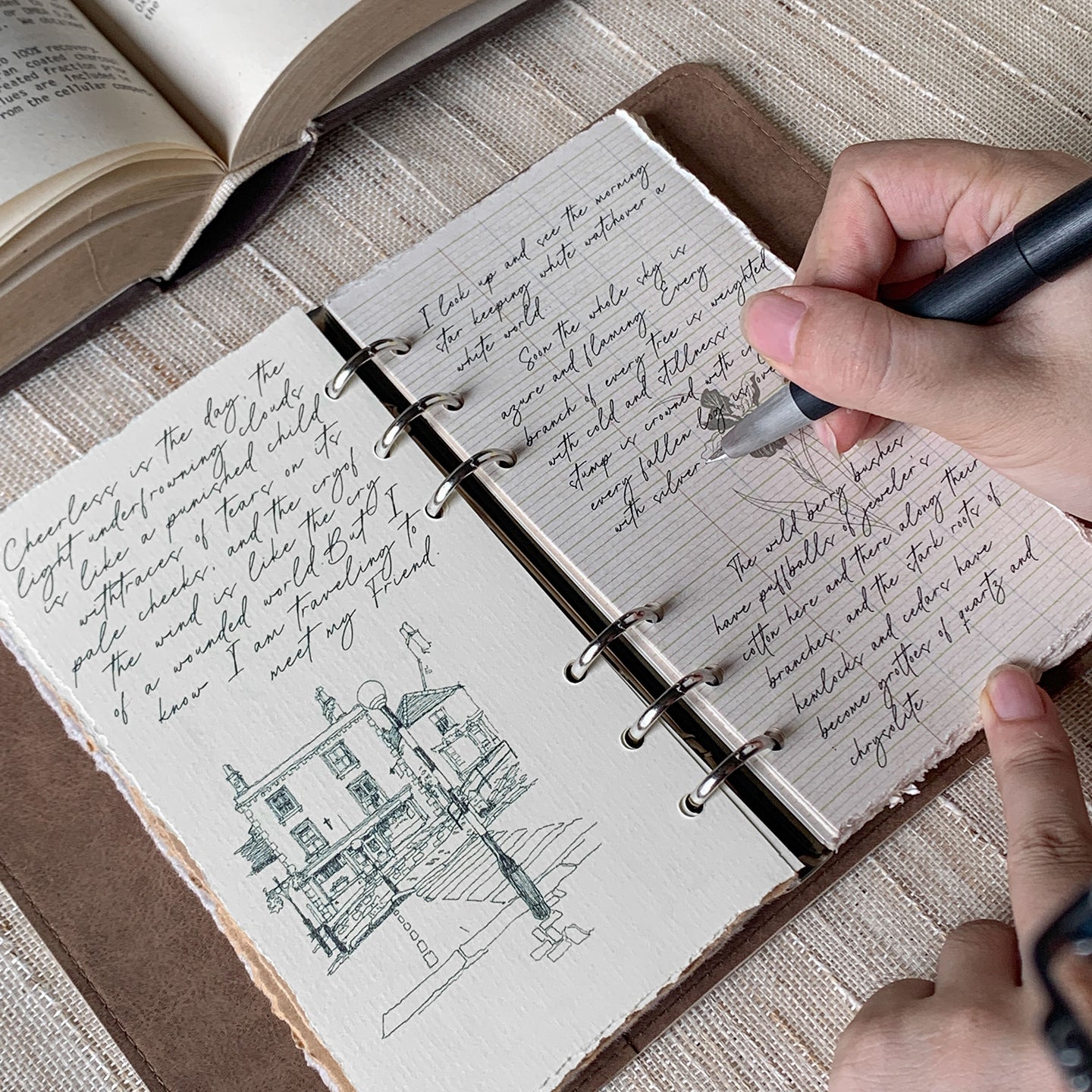 【Prologue】A5A6 Original loose-leaf notebook shell Retro Travel French-style Notebook Diary