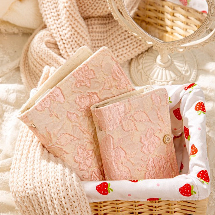 A5 Binder, 6 Ring Binder, Refillable Notebook, Embroidery Journal, Budget Binder, Sketchbook 6"x8", Travelers Journal, Gift for Girls, Pink Peach Blossom, Planner Binder