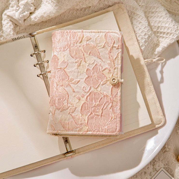 A5 Binder, 6 Ring Binder, Refillable Notebook, Embroidery Journal, Budget Binder, Sketchbook 6"x8", Travelers Journal, Gift for Girls, Pink Peach Blossom, Planner Binder