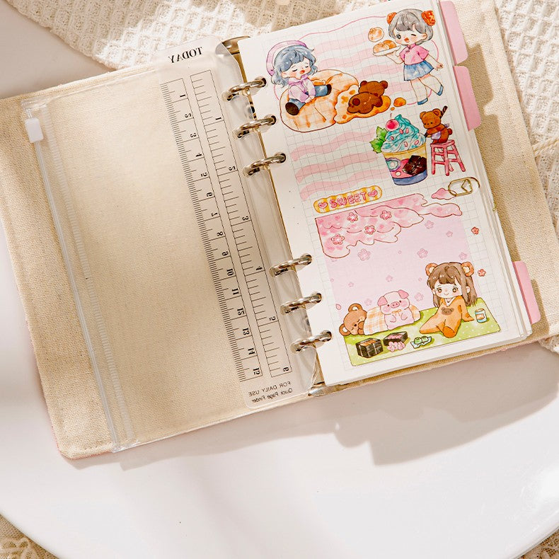 A5 Binder, 6 Ring Binder, Refillable Notebook, Embroidery Journal, Budget Binder, Sketchbook 6"x8", Travelers Journal, Gift for Girls, Pink Peach Blossom, Planner Binder