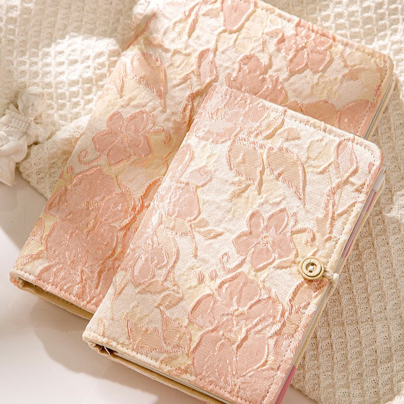 A5 Binder, 6 Ring Binder, Refillable Notebook, Embroidery Journal, Budget Binder, Sketchbook 6"x8", Travelers Journal, Gift for Girls, Pink Peach Blossom, Planner Binder