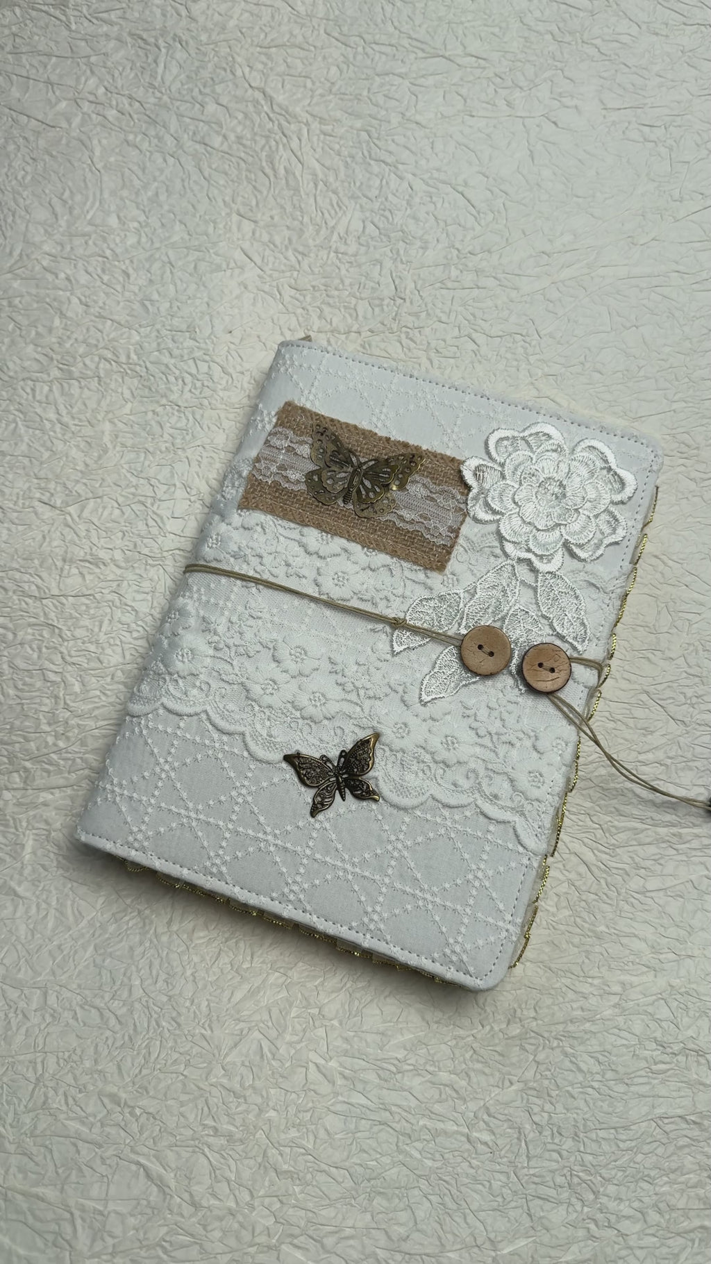 The "Vintage Postal" Journal | Handcrafted Lace & Metal Butterfly Loose-Leaf Planner (A5/A6)