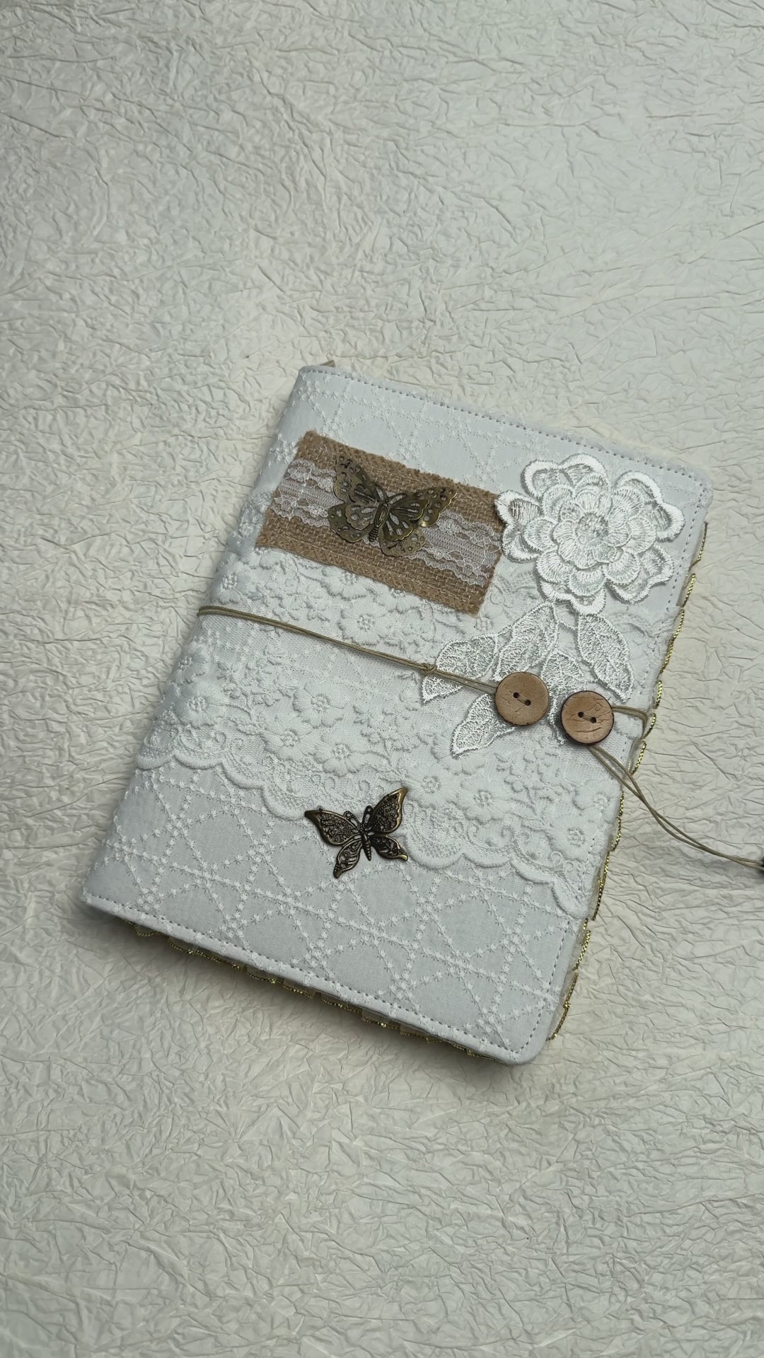 The "Vintage Postal" Journal | Handcrafted Lace & Metal Butterfly Loose-Leaf Planner (A5/A6)