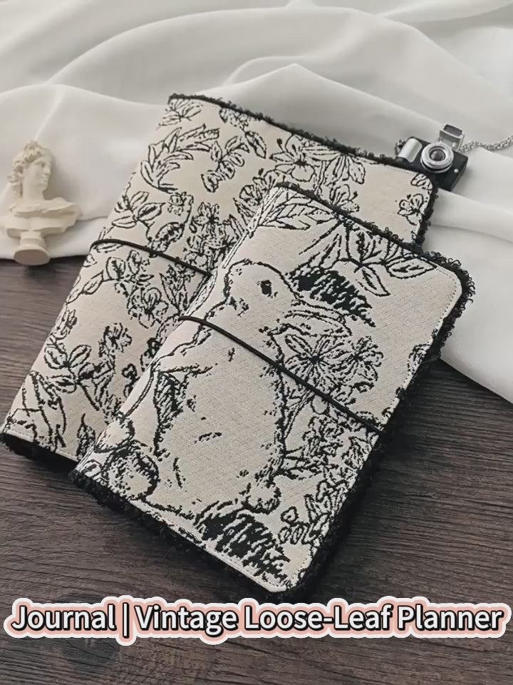 The "Line-Art Rabbit" Journal | Vintage Loose-Leaf Planner (A5/A6)